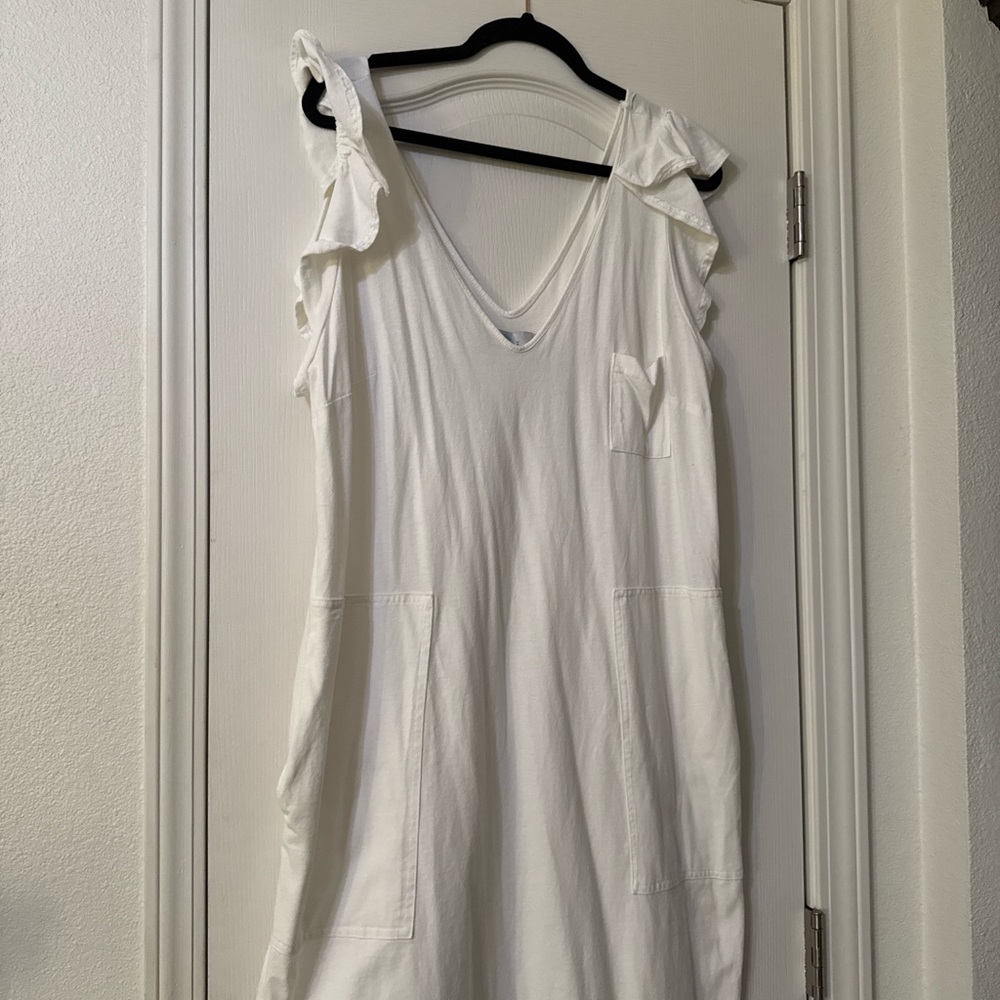 Free people White Ruffle-Sleeve V-Neck Dress